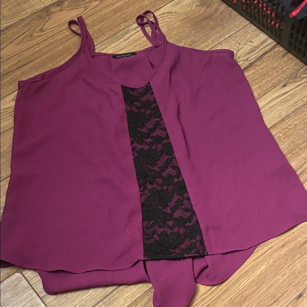 Eclipse Purple Tank Top with Black Lace Detail (Bin N)​